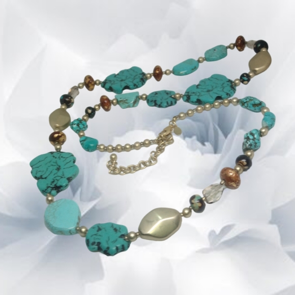 Chico's - Blue Faux Turquoise Necklace with Unique Accent Stones - Picture 3 of 4